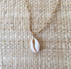 COWRIE SHELL NECKLACE with Gold nugget beads